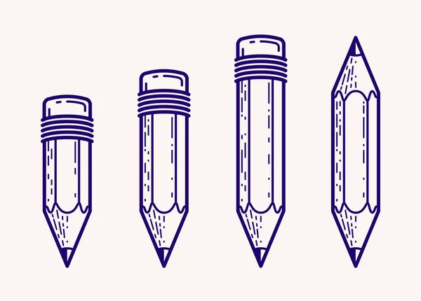 Potloden set vector eenvoudige trendy logo's of pictogrammen voor ontwerper of — Stockvector