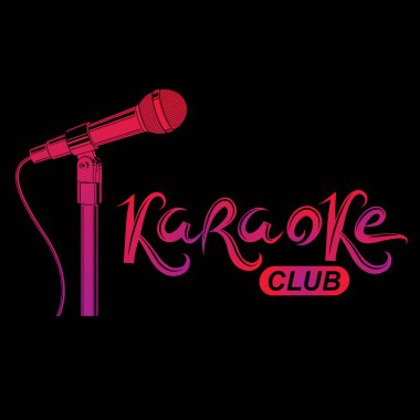 Karaoke kulübü yazıtları, gece hayatı eğlencesi kavramsal vec