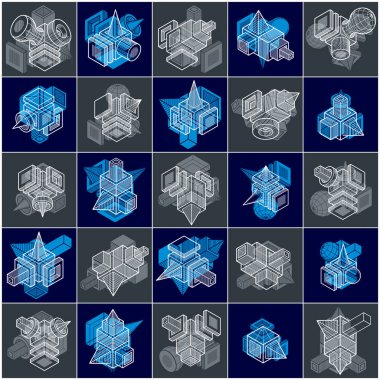 Soyut geometrik şekiller mühendislik, basit vektörel çizimler ayarla.