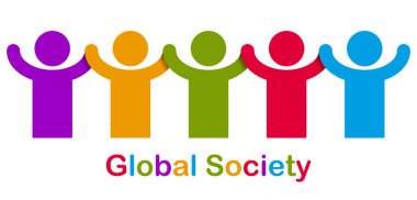 Worldwide people global society concept, different races solidar clipart