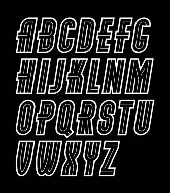 Vektör uzun retro büyük harf koleksiyonu