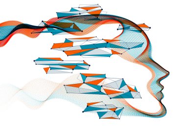 Noktalı p / insan kafası güzel fütüristik çizimi yaptı