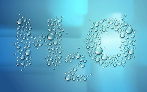 Γράμματα H2o σχεδιασμένα με ρεαλιστικές σταγόνες νερού με θολή βάση — Διανυσματικό Αρχείο