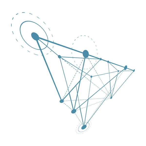 Forma abstracta técnica, figura poligonal vectorial. Tecnología de comunicación — Vector de stock