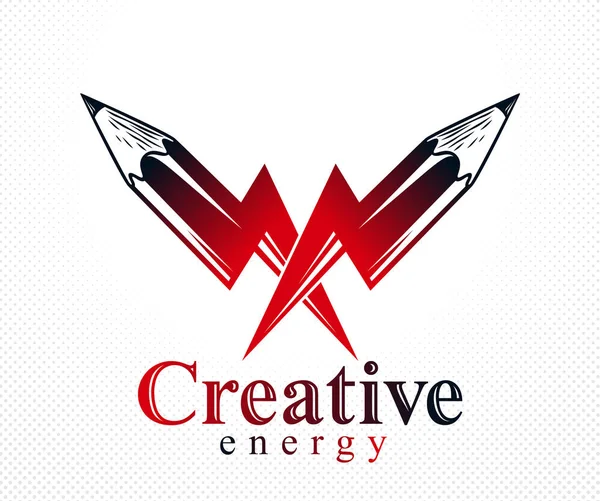 Creative energy power concept shown by two pencils in a shape of — Stock Vector