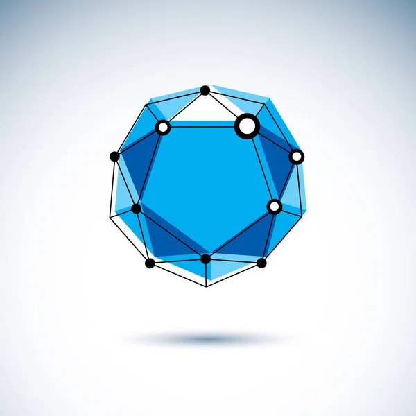 Logo conceptual de tecnología. Objeto de marco de alambre poligonal 3D abstracto — Archivo Imágenes Vectoriales