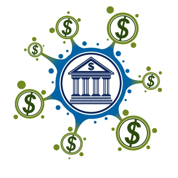 Logo conceptuel bancaire, symbole vectoriel unique. Système bancaire. T — Image vectorielle