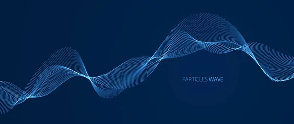 Vector abstract background with wave of flowing particles over d — Stock Vector