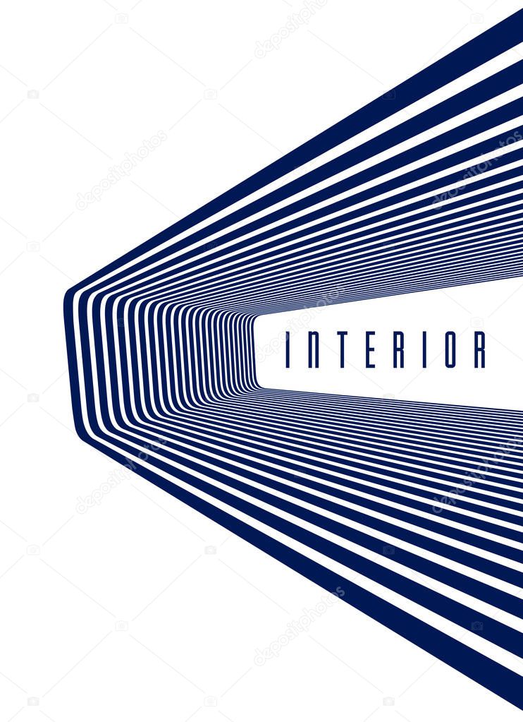 Abstract 3D trendy modern lines in perspective vector background