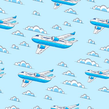 Uçakları sorunsuz arka plan, havayolu hava seyahat kavramı, vektör 