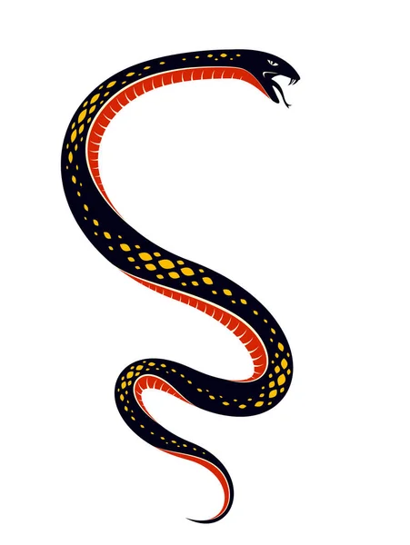 Venomous snake vintage tattoo, vector drawing of aggressive pred — Stock Vector
