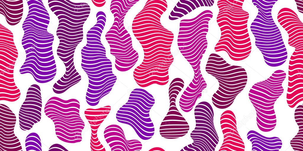 Abstract shapes seamless vector background, pattern with stripy 