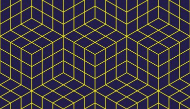 Geometrik küpler soyut dikişsiz desen, üç boyutlu vektör arkaplan. Teknoloji stili mühendislik çizgisi bitmeyen illüstrasyon çiziyor.