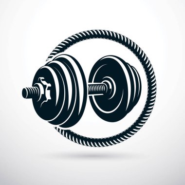 Disk ağırlık vektör çizim halterle. Çapraz vücut geliştirme ve uygun Spor donatımı.