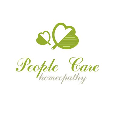 Beyaz arka planda yeşil yapraklar var. Doğa kavramı ile uyum içinde yaşamak, yeşil sağlık fikri vektör logosu.