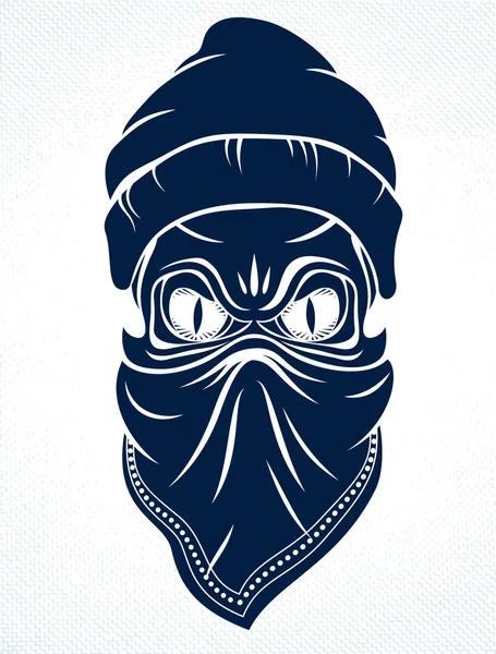 Логотип Вектора Черепа Гангстера Икона Татуировка Городской Стильный Агрессивный Череп — стоковый вектор