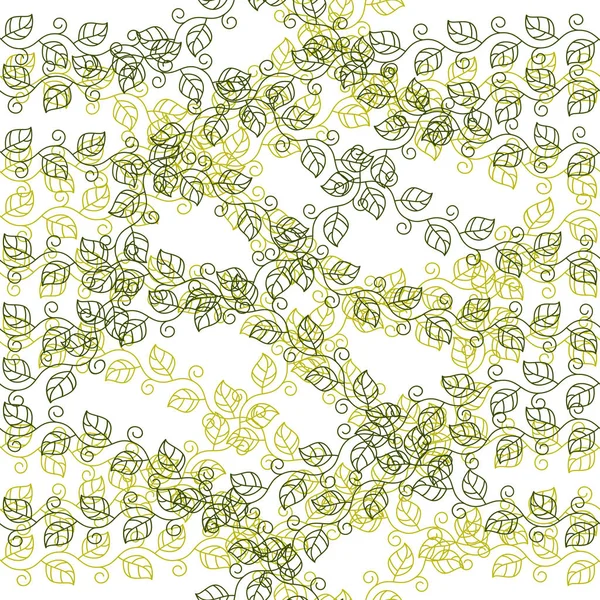 Floral Seamless Pattern Leaves Branches Vector Green Fabric Background Tangled — Stock Vector