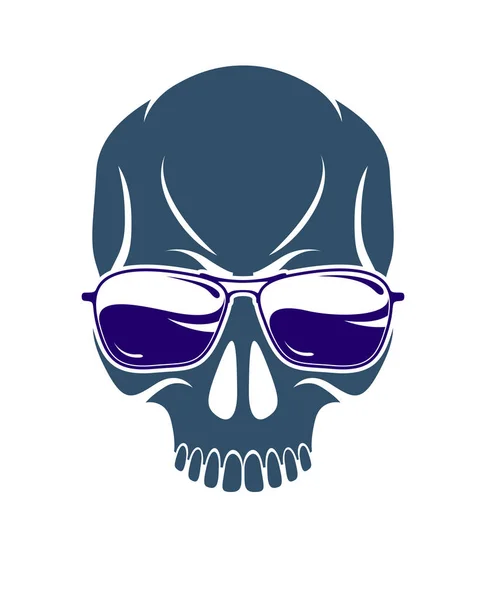 Urbano Elegante Cráneo Vector Logotipo Icono Agresivo Tatuaje Scull Criminal — Vector de stock