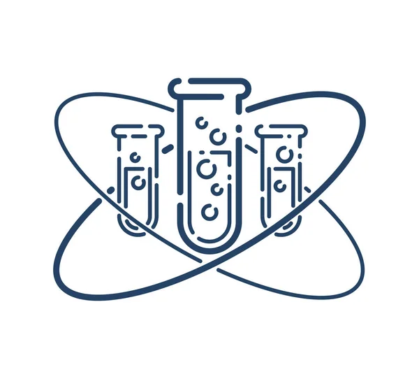 Reagenzglas Und Atomvektor Einfaches Lineares Symbol Wissenschaft Chemie Und Medizin — Stockvektor