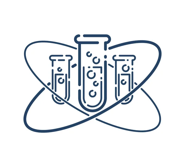 Testbuis Atoom Vector Eenvoudige Lineaire Pictogram Wetenschap Chemie Geneeskunde Analyse — Stockvector