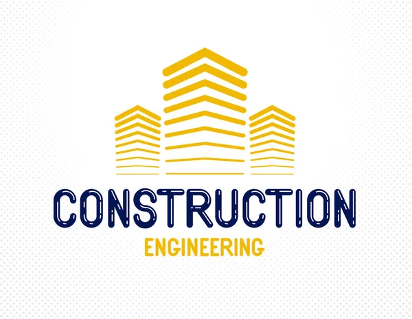 Construção Construção Elemento Design Vetor Logotipo Ícone Tema Imobiliário Realty —  Vetores de Stock