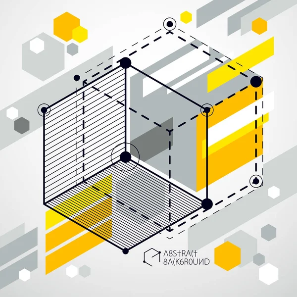 Moderna Isometrisk Vektor Abstrakt Gul Bakgrund Med Geometriska Element Layout — Stock vektor