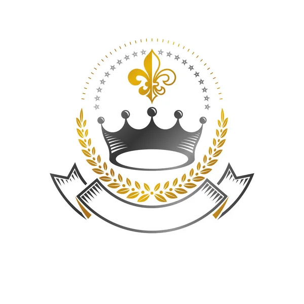 Koninklijk Kroonembleem Heraldische Jas Van Wapens Decoratieve Logo Geïsoleerde Vector — Stockvector