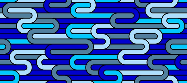 无缝线图案 条纹几何矢量抽象背景 线性条纹网 光学迷宫 蓝色设计 — 图库矢量图片