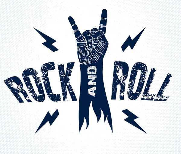 Rock Handzeichen Mit Blitzen Heiße Musik Rock Roll Geste Hard — Stockvektor