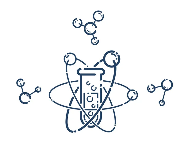 Test Tüpü Molekül Bağlantı Vektörü Basit Doğrusal Ikon Bilim Kimyası — Stok Vektör