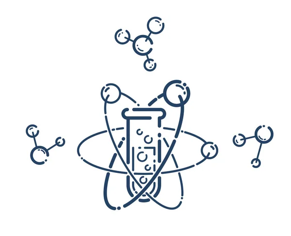 Provrör Och Molekylanslutning Vektor Enkel Linjär Ikon Vetenskap Kemi Och — Stock vektor