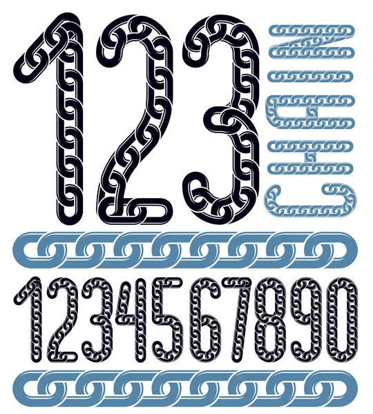 矢量数字从0到9的集合 用于海报设计元素的优雅数字 使用连接链路创建 — 图库矢量图片