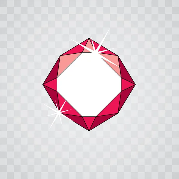 Vector Glossy Red Ruby Symbol Luxury Diamond Icon Illustration — Stock Vector