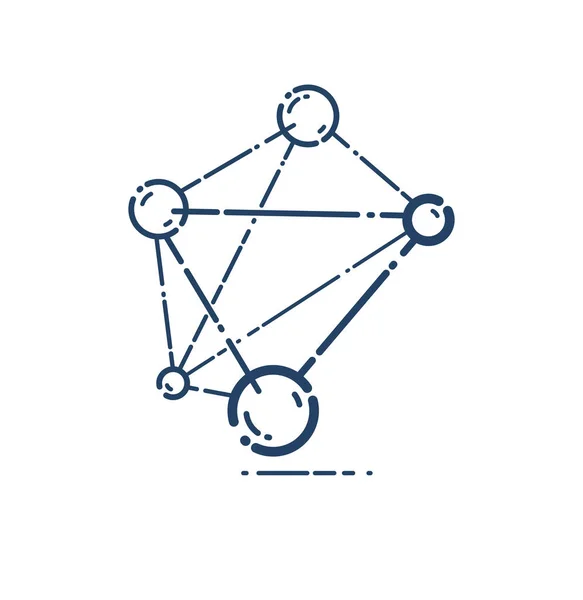 分子ベクトル線型アイコン 科学化学 物理学ラインアートシンボル — ストックベクタ