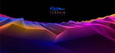 Fantastik uzay gezegeni arazi vektör çizimi, kozmos bilim kurgu büyük 3D tasarımı. Başlık ve metin için kopyalama alanı olan soyut arkaplan olarak kullanılabilir.