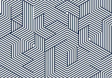 Çizgili küplerle Geometrik 3D kusursuz desen, çizgili kutular vektör arkaplanını engeller, mimari ve inşaat, duvar kağıdı tasarımı.