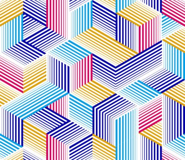 Kusursuz izometrik çizgiler geometrik desen, 3D küp vektör döşeme arka planı, mimari ve inşaat, duvar kağıdı tasarımı.