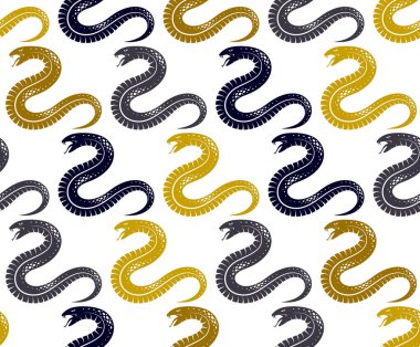 Yılanlar kusursuz arkaplan, vektör tehlikeli yılanlar desen, vintage stil döşeme sonsuz duvar kağıdı.