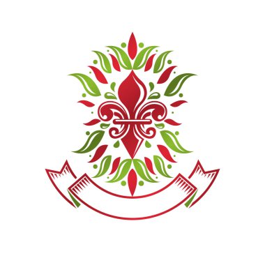 Hanedan arması lily çiçek, eko ürün kalitesi ile dekoratif amblemi. İzole vektör çizim.