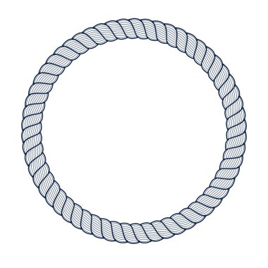 Halattan yuvarlak çerçeve, vektör tasarım elementi, daire şeklindeki sınır, yelkencilik teması.