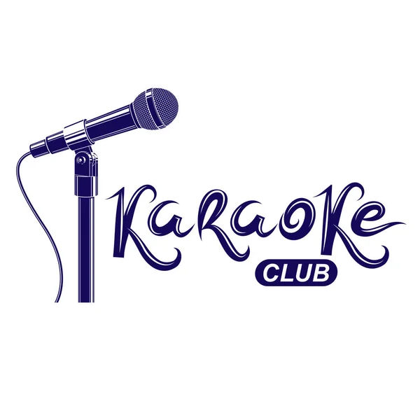 Karaoke Club Belettering Nachtclub Partij Uitnodiging Vector Embleem Gemaakt Met — Stockvector