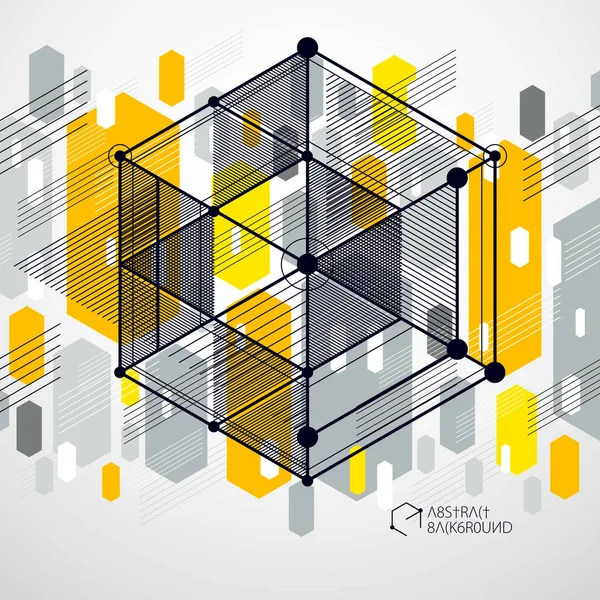 Geometrische Technologie Vektor Gelbe Zeichnung Hintergrundbild Illustration Des Technischen Systems — Stockvektor