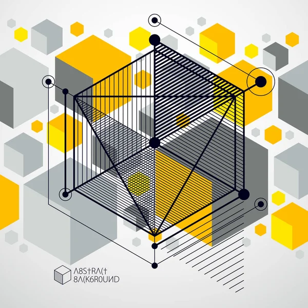 Modern Izometrik Vektör Sarı Arka Plan Ile Geometrik Öğesi Küpleri — Stok Vektör