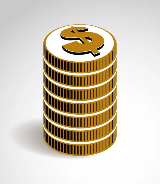Coin Stack Cash Money Casino Chips Still Life Vector Icon — Stock Vector