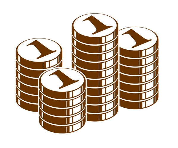 Coin Stack Cash Money Casino Chips Still Life Vector Icon — Stock Vector
