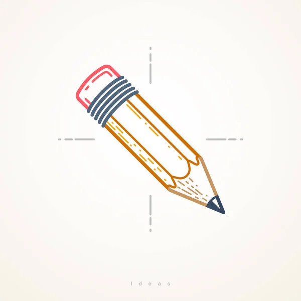 铅笔矢量简单流行标志或图标设计师或工作室 创意设计 科学知识和研究 线性风格 — 图库矢量图片