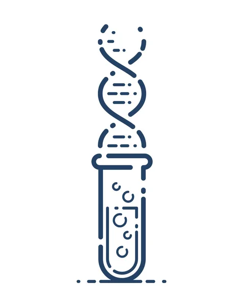 Testbuis Dna Bundel Vector Eenvoudige Lineaire Pictogram Wetenschap Biologie Biotechnologie — Stockvector