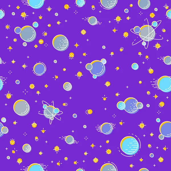 Fond Espace Sans Couture Avec Planètes Étoiles Astéroïdes Météores Cosmos — Image vectorielle