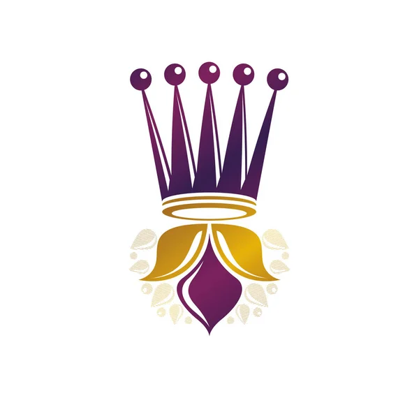 Βασιλικό Στέμμα Εικονογράφηση Διάνυσμα Εραλδικά Σχεδιαστικό Στοιχείο Ρετρό Στυλ Λογότυπο — Διανυσματικό Αρχείο