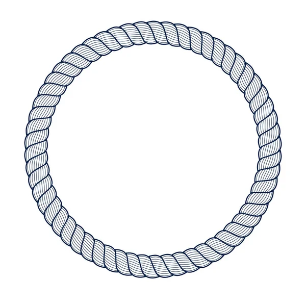 Rundrahmen Aus Seil Vektor Design Element Kreisförmige Grenze Segel Marine — Stockvektor